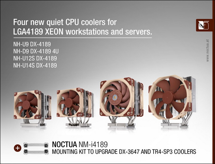 Noctua представила пять кулеров для Intel Xeon W3300 и других чипов под LGA 4189