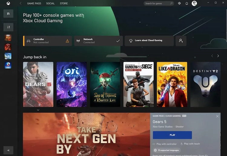 Потоковый игровой сервис xCloud стал частью приложения Xbox для ПК