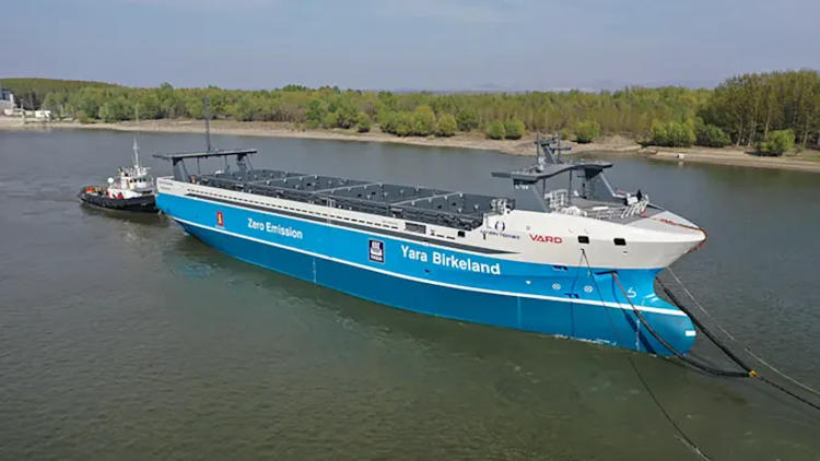 Беспилотный электрический контейнеровоз Yara Birkeland отправится в плавание без экипажа в конце года