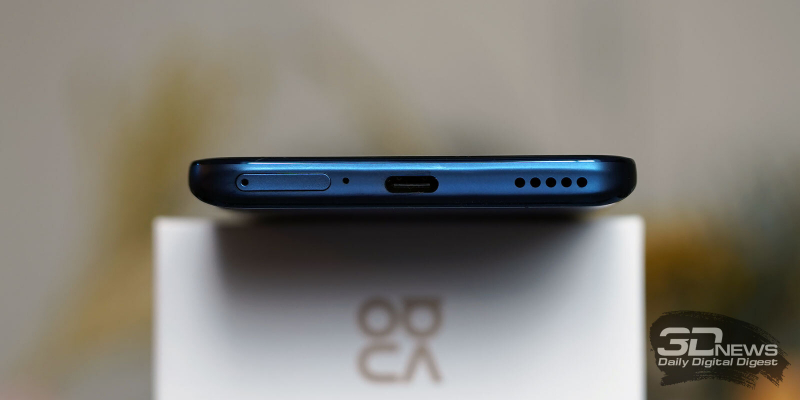  Huawei nova 8i, нижняя грань: микрофон, порт USB Type-C, слот для SIM-карт и основной динамик 