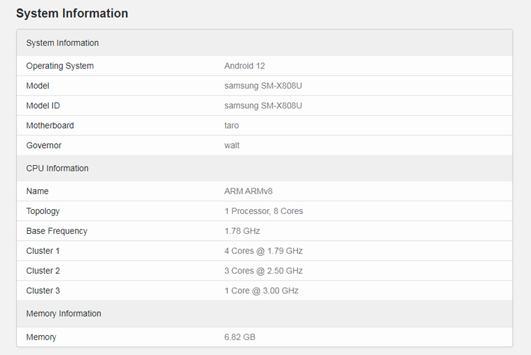 Планшет Samsung Galaxy Tab S8+ отметился в Geekbench с процессором Snapdragon 898