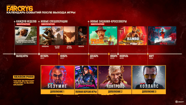  С декабря текущего года по март следующего игроков Far Cry 6 ждут три бесплатных задания-кроссоверов 