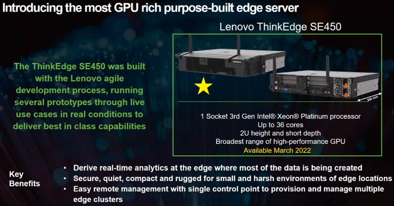  Lenovo ThinkEdge SE450: самый мощный сервер периферийных вычислений в мире 