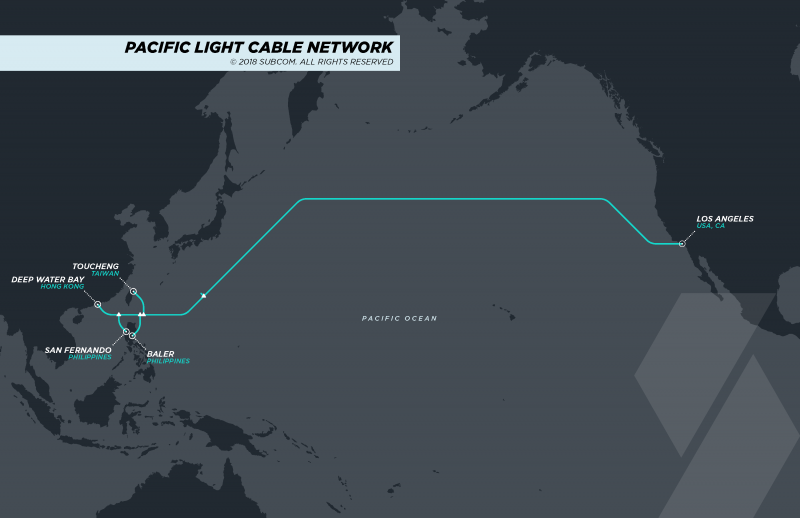  Изначальный маршрут PLCN (Изображение: Pacific Light Data Communication Co., Ltd) 