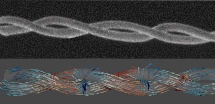 Верхнее изображение — парная спираль в рентгеновских лучах, нижнее — компьюетрная модель. Источник изображения: Claire Donnelly