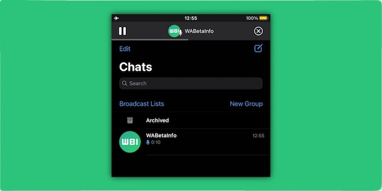 WhatsApp для iOS теперь позволяет прослушивать голосовые сообщения вне чатов