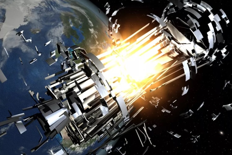  Изображение возможного столкновения спутника с космическим мусором: Источник изображения: ЕКА 