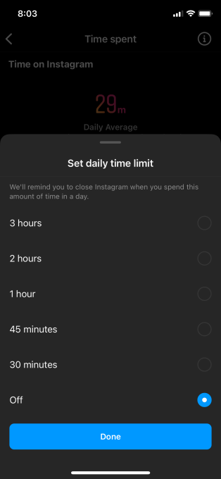 Instagram увеличил минимальный дневной лимит использования приложения до 30 минут — его по-прежнему можно отключить