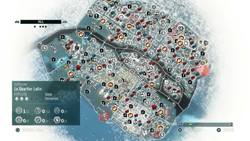  Карта Unity наверняка отпугнула многих игроков, которые вместо исследования прекрасного Парижа представили себе зачистку территории от роя «вопросиков» 