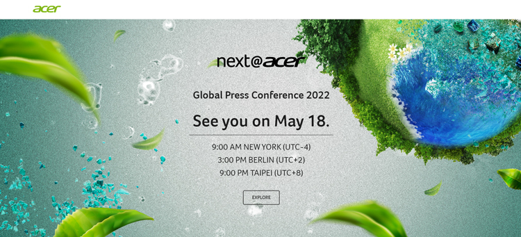 Acer представит множество новых ноутбуков на презентации 18 мая