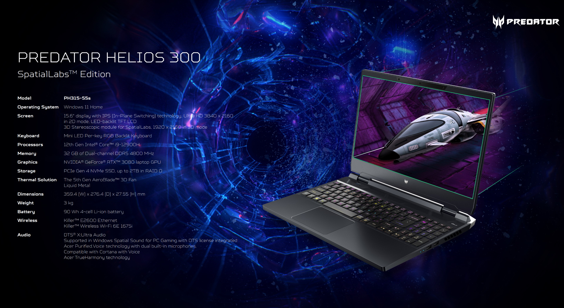 Acer представила игровой ноутбук Predator Helios 300 Spatiallabs Edition с 3d экраном 5346