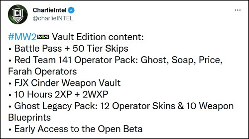 The Vault Edition includes the Season 1 Battle Pass, Operator skins, and other perks. (Image Source: CharlieIntel)