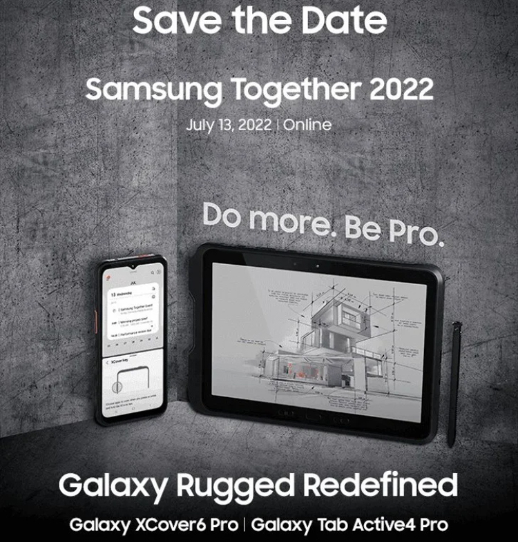 Samsung представит смартфон Galaxy XCover 6 Pro и планшет Galaxy Tab Active 4 Pro в июле"