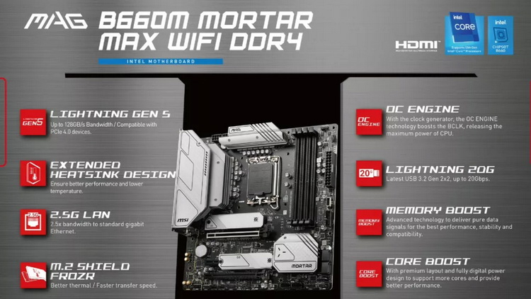 MSI выпустит плату MAG B660M Mortar WIFI Max DDR4 с поддержкой разгона любого процессора Alder Lake"