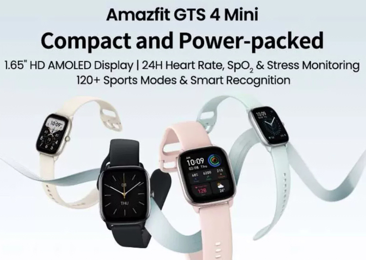Amazfit выпустит смарт-часы GTS 4 Mini с пульсоксиметром, датчиком ЧСС и GPS