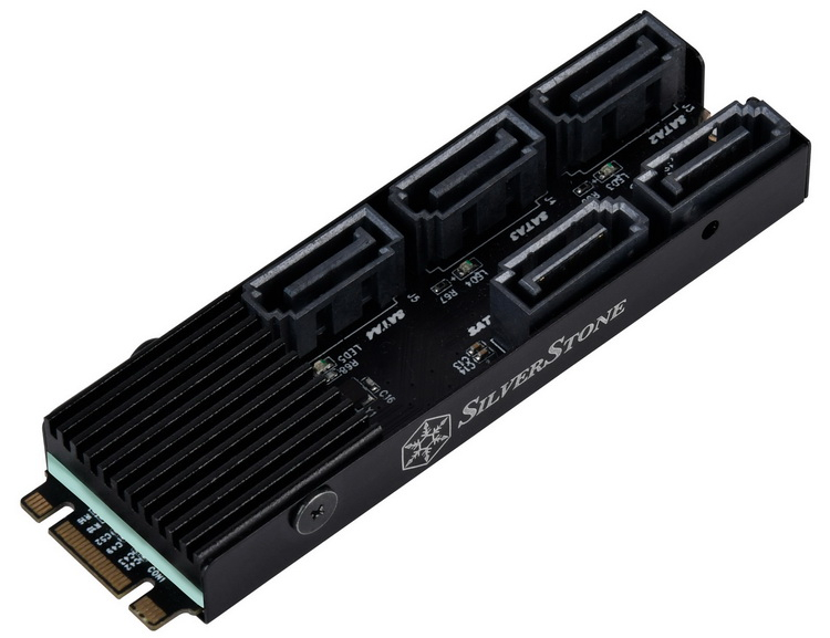 SilverStone создала переходник, который превратит слот M.2 PCIe 3.0 в пять портов SATA III