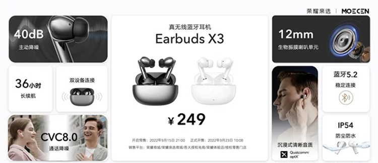 Представлены наушники Honor Choice Earbuds X3 с активным шумоподавлением