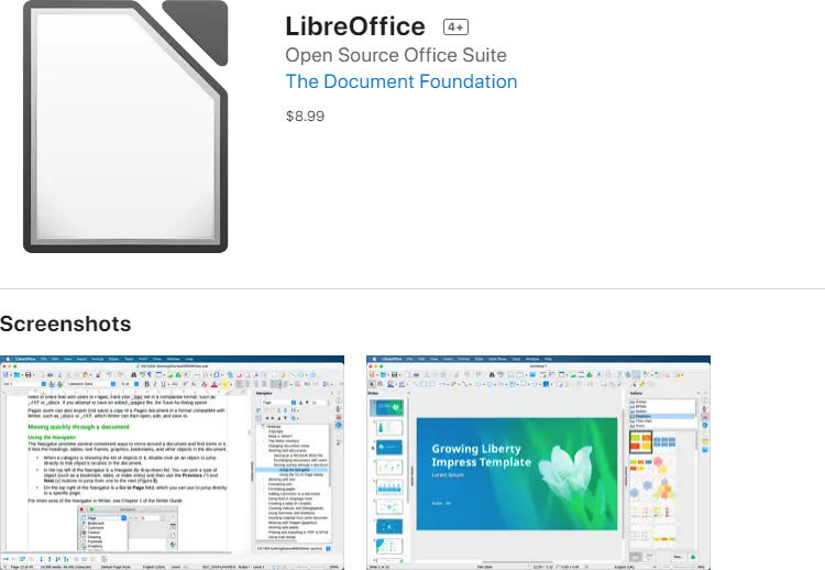 Бесплатный пакет LibreOffice продаётся в Mac App Store за $8,99