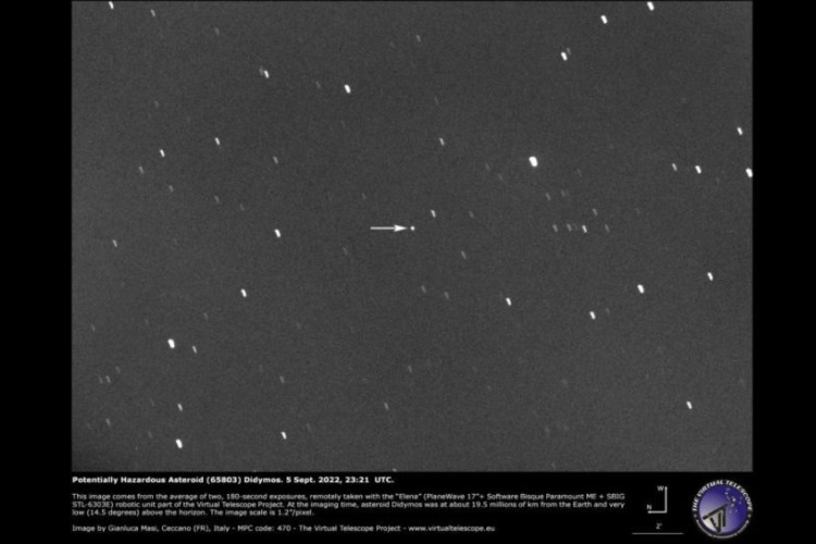  Система астероидов Дидим и Димофр в объективе наземного телескопа / Источник изображения: Virtual Telescope Project / Gianluca Masi 