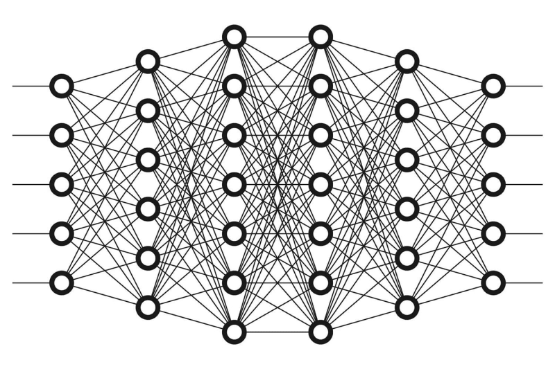  «Глубокое обучение» подразумевает использование многослойной нейронной сети (источник: Wikimedia Commons) 