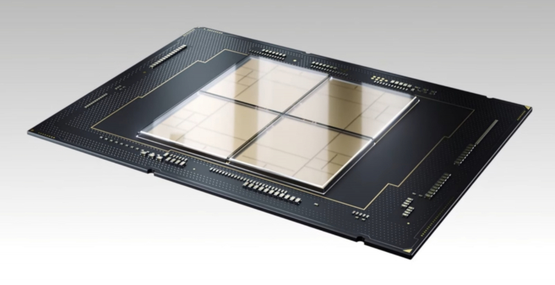  Составные серверные ЦП семейства Sapphire Rapids-SP из IV поколения Xeon Scalable сложены из «плиток» (tiles; термин, используемый Intel для собственных разработок вместо chiplets), соединённых «мостами» EMIB (источник: Intel) 