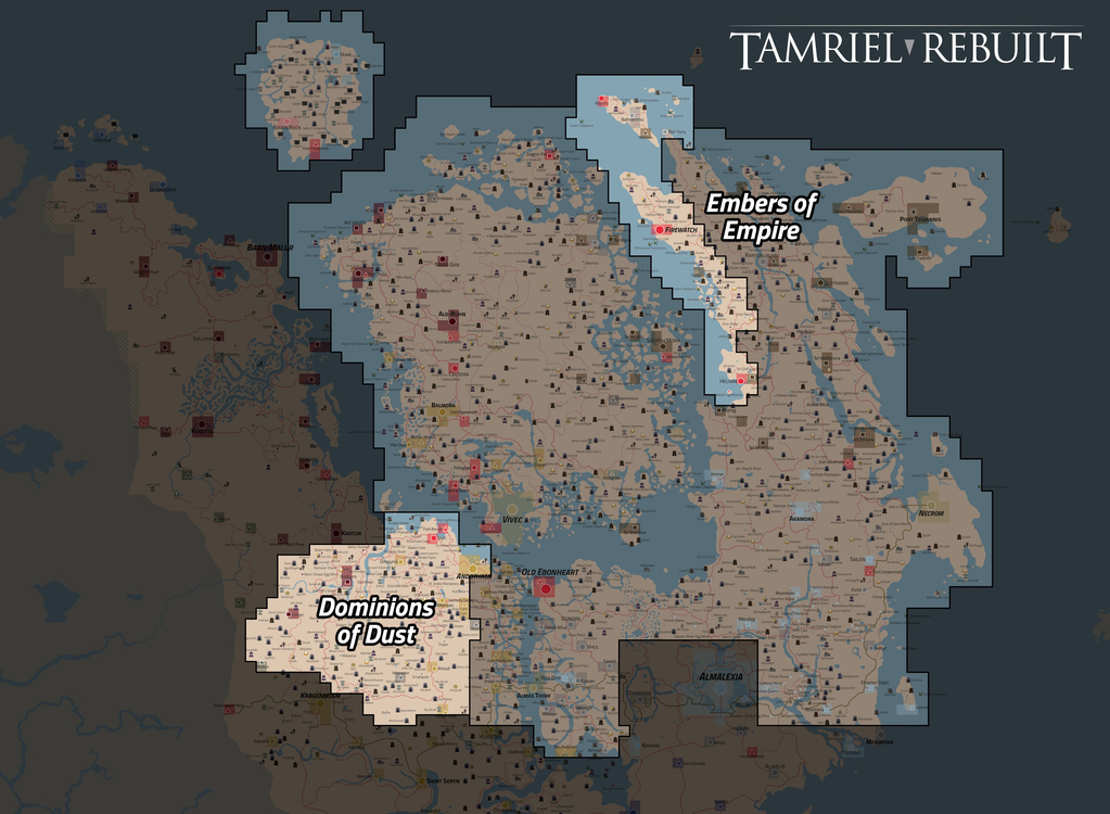     Selon les auteurs, en termes de superficie totale, les nouvelles régions sont trois fois plus grandes que l'ensemble du territoire de The Elder Scrolls III : Morrowind - Bloodmoon 