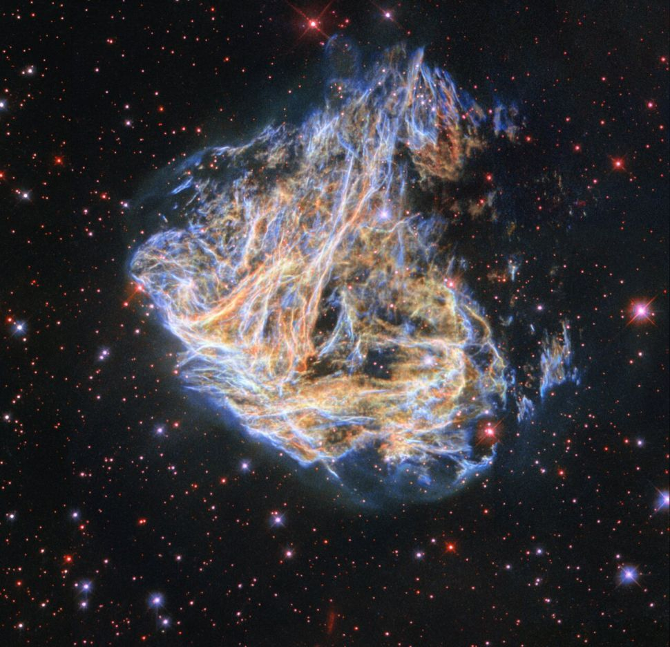 Телескоп «Хаббл» запечатлел «красочный фейерверк», возникший после смерти звезды в соседней галактике