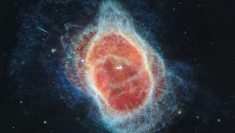  Снимок туманности с помощью инструмента MIRI / Источник изображения: NASA / ESA / CSA / STScI 