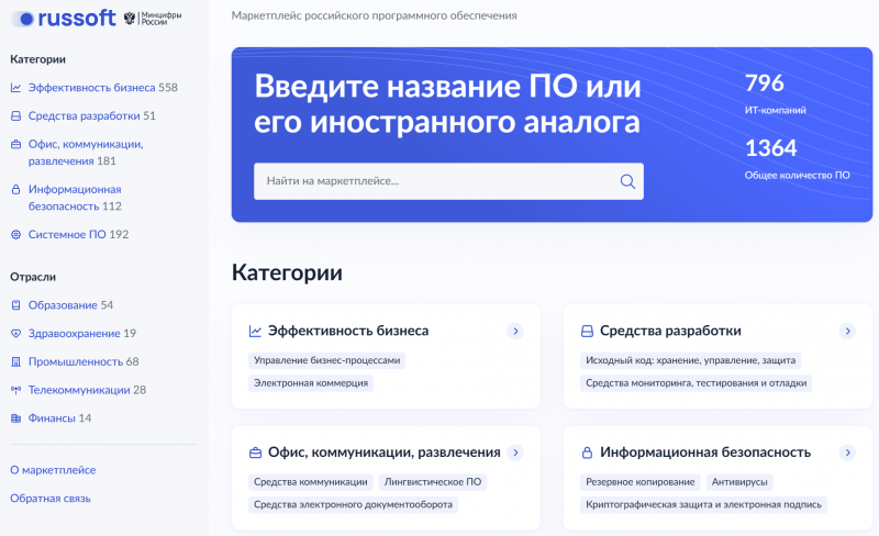  Маркетплейс российского программного обеспечения Russoft 