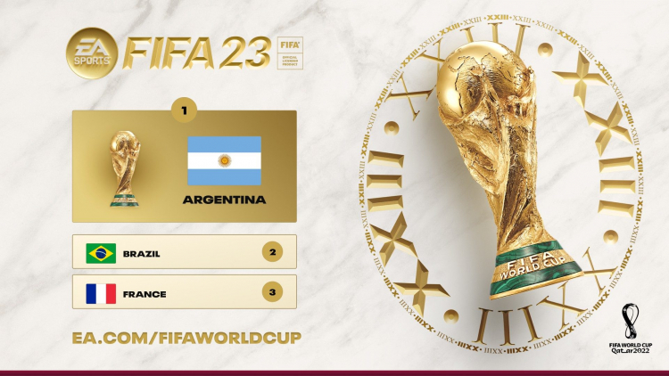 В финале чемпионата мира по версии Electronic Arts сошлись Аргентина и Бразилия (в реальности на её месте была Франция) 