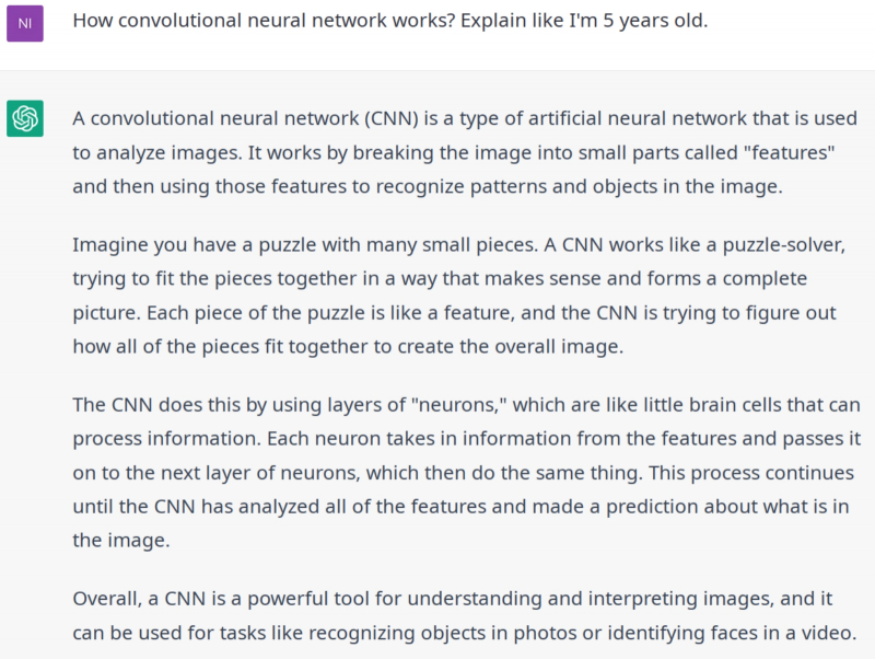 Принцип работы CNN в изложении для пятилеток (источник: ChatGPT) 