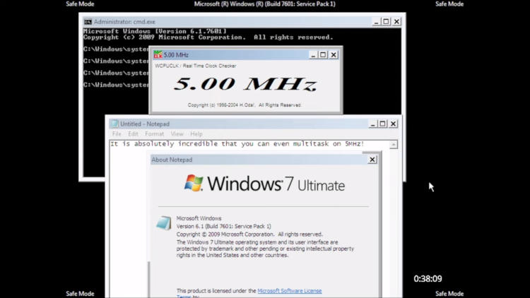 Windows 7 запустили на системе с 5-МГц процессором и 128 Мбайт памяти — загрузка заняла 28 минут
