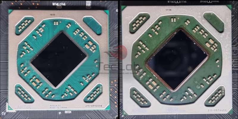  Пример жёлтого оттенка на графическом процессоре после майнинга (справа) и нового GPU (слева). Источник изображения: TecLab 