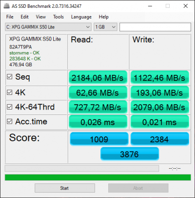  AS SSD Benchmark (от аккумулятора) 