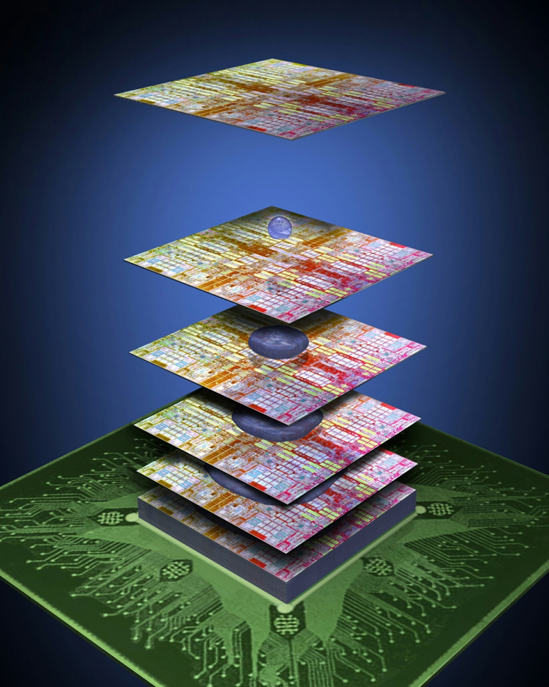  Проект вертикально интегрированного 3D-чипа, представленный Globalfoundries ещё в 2012 г. (источник: ATIC) 