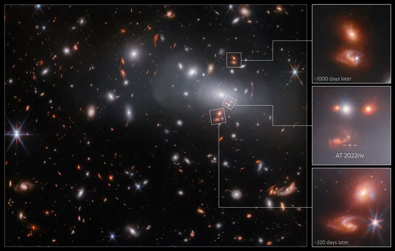 Изображение одной и той же сверхновой на разных стадиях активности и её галактики-хозяина. Источник изображения: ESA/Webb, NASA & CSA, P. Kelly 