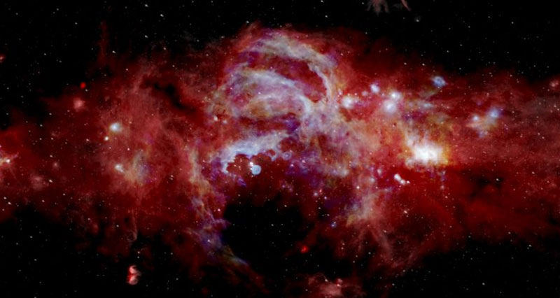  Центр нашей галактики в инфракрасном диапазоне. Источник изображения: NASA/SOFIA/JPL-Caltech/ESA/Herschel 