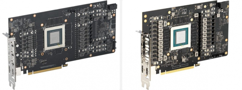  Плата GeForce RTX 4090 TUF OG (слева) и плата обычной GeForce RTX 4090 TUF (справа) 