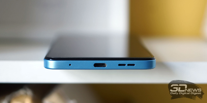  Xiaomi Redmi Note 12, нижняя грань: микрофон, порт USB Type-C, динамик 