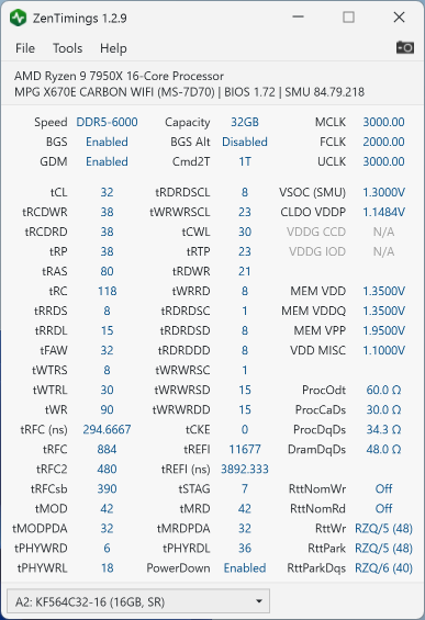  DDR5-6000 CL32 на Ryzen 9 7950X3D 