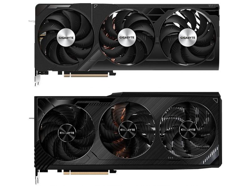 Обновлённая GeForce RTX 4090 WindForce V2 24G (сверху) и оригинальная RTX 4090 WindForce 24G (снизу) 