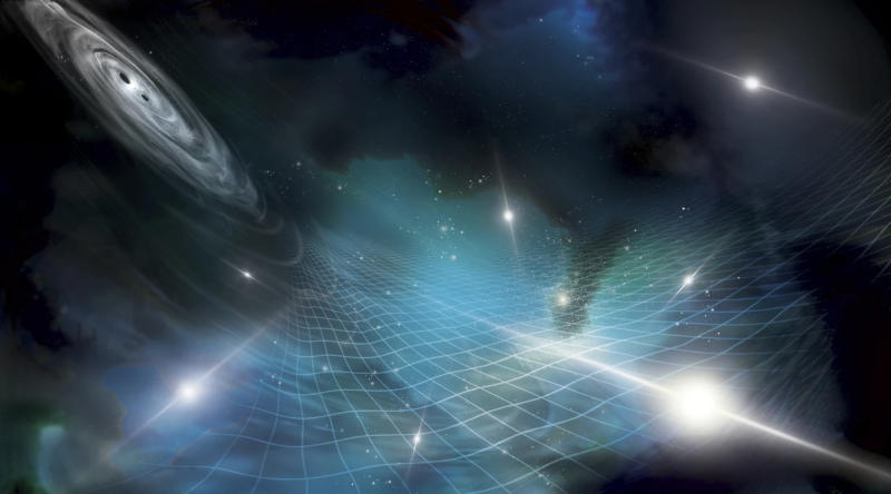  Визуализация гравитационных волн, производимых сверхмассивными чёрными дырами. Источник изображения: nanograv.org 