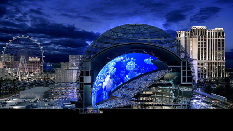 В Лас-Вегасе построили самый огромный в мире сферический экран MSG Sphere  за $2,3 млрд