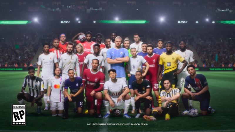  Групповое фото футболистов в начале геймплейного трейлера 