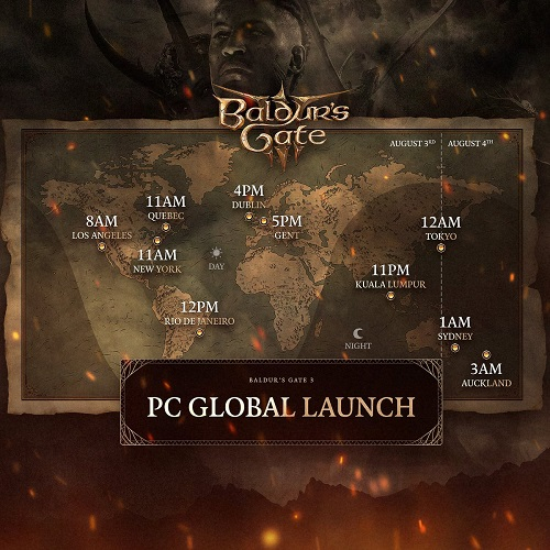  Время выхода полной версии Baldur’s Gate 3 в разных регионах 