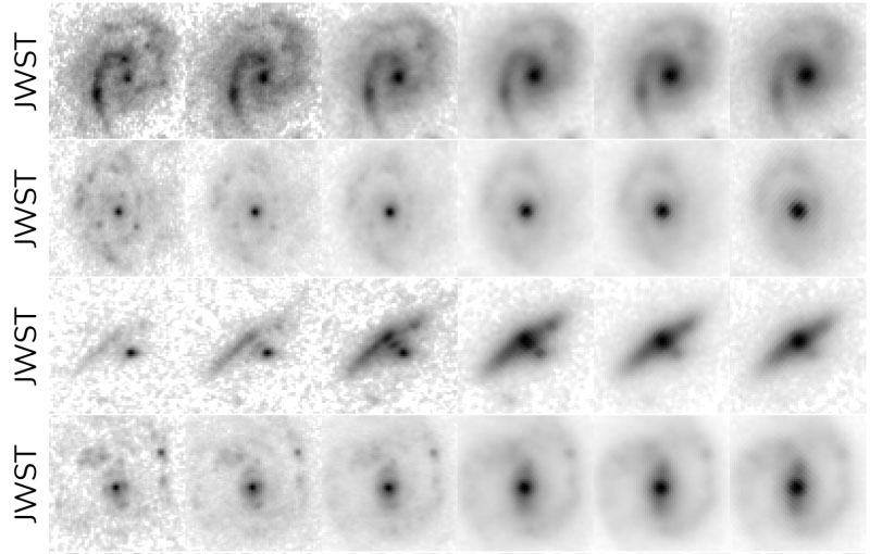  Примеры дисковых галактик, обнаруженных «Уэббом» в ранней Вселенной. Источник изображения: University of Manchester 