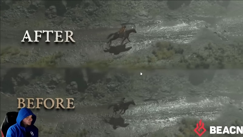  В ролике также показали неочевидное сравнение старого и нового поведения лошади (источник изображения: Raxxanterax) 