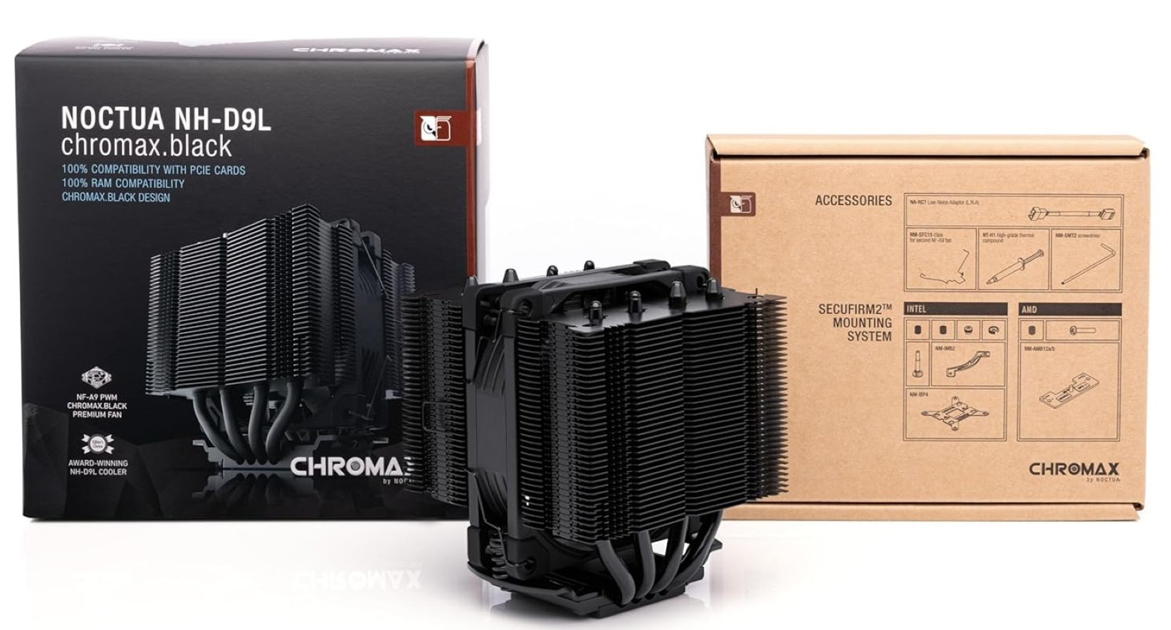 Noctua выпустила чёрные версии кулеров NH-D9L и NH-L9x65 в серии  chromax.black