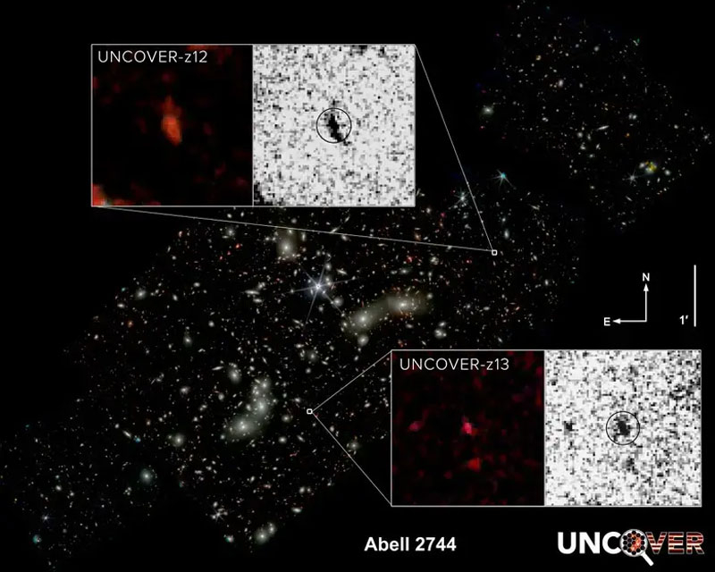  Две новые далёкие галактики, обнаруженные «Уэббом» 