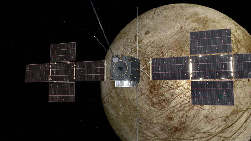  Цель миссии JUICE – исследование спутников Юпитера Ганимеда, Каллисто и Европа. Графика NASA 